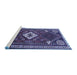 Sideview of Machine Washable Persian Blue Traditional Rug, wshtr2336blu