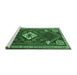 Sideview of Machine Washable Persian Emerald Green Traditional Area Rugs, wshtr2336emgrn