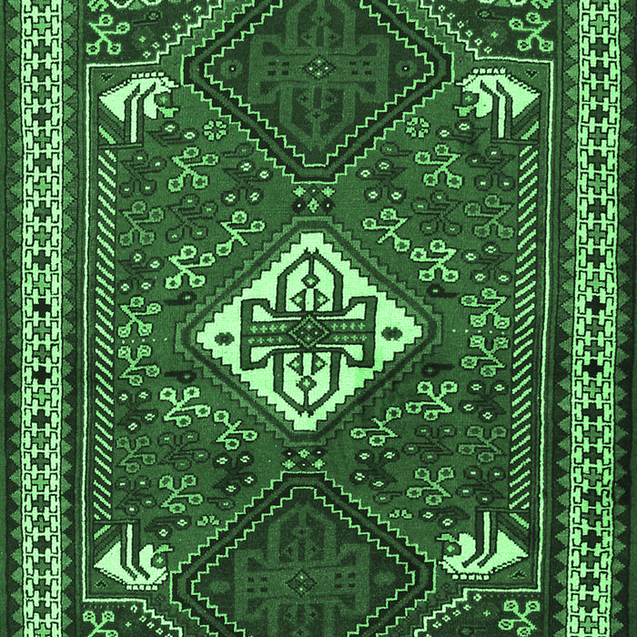 Machine Washable Persian Emerald Green Traditional Area Rugs, wshtr2336emgrn