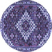 Round Persian Blue Traditional Rug, tr2337blu