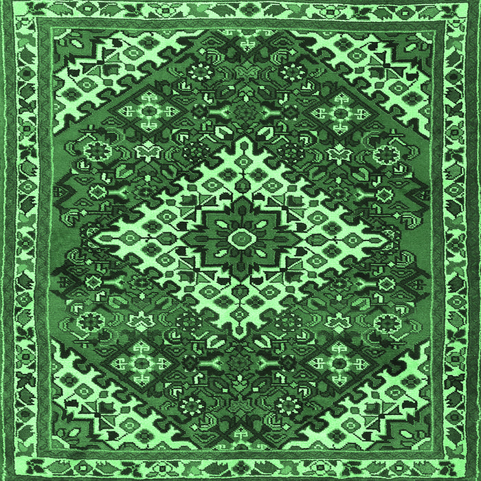 Square Machine Washable Persian Emerald Green Traditional Area Rugs, wshtr2337emgrn