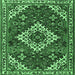 Square Machine Washable Persian Emerald Green Traditional Area Rugs, wshtr2337emgrn