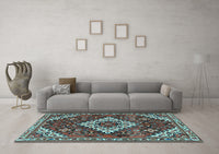 Machine Washable Persian Light Blue Traditional Rug, wshtr2337lblu