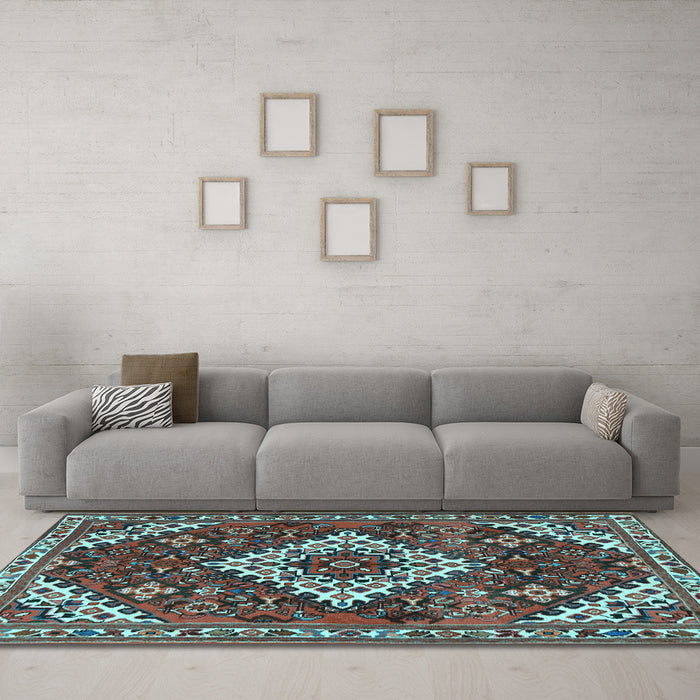 Machine Washable Persian Light Blue Traditional Rug in a Living Room, wshtr2337lblu