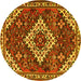 Round Persian Yellow Traditional Rug, tr2337yw