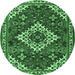 Round Persian Emerald Green Traditional Rug, tr2337emgrn