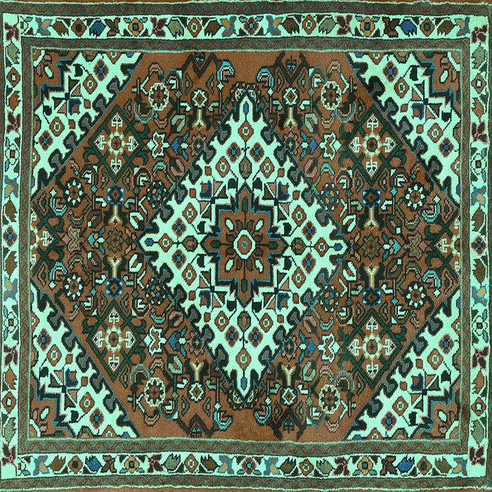 Square Persian Turquoise Traditional Rug, tr2337turq