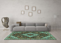 Machine Washable Persian Turquoise Traditional Rug, wshtr2337turq