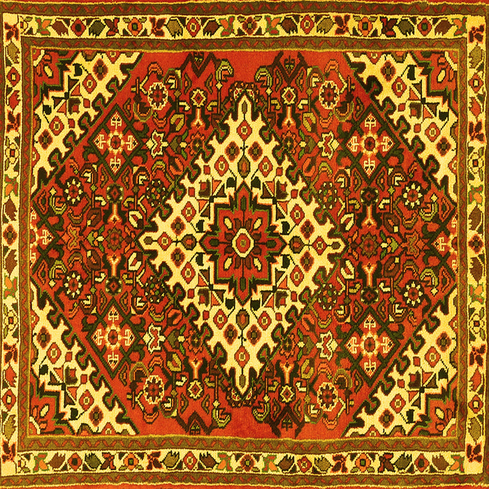 Square Machine Washable Persian Yellow Traditional Rug, wshtr2337yw