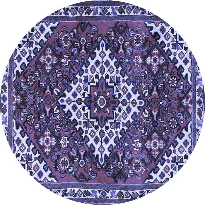 Round Machine Washable Persian Blue Traditional Rug, wshtr2337blu