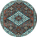 Round Machine Washable Persian Light Blue Traditional Rug, wshtr2337lblu