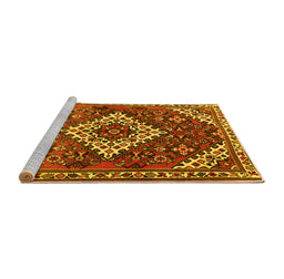 Sideview of Machine Washable Persian Yellow Traditional Rug, wshtr2337yw