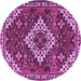 Round Machine Washable Persian Purple Traditional Area Rugs, wshtr2337pur