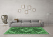 Machine Washable Persian Emerald Green Traditional Area Rugs in a Living Room,, wshtr2337emgrn