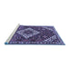 Sideview of Machine Washable Persian Blue Traditional Rug, wshtr2337blu