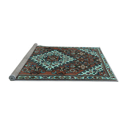 Sideview of Machine Washable Persian Light Blue Traditional Rug, wshtr2337lblu