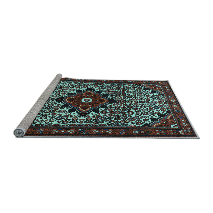 Sideview of Machine Washable Persian Light Blue Traditional Rug, wshtr2338lblu