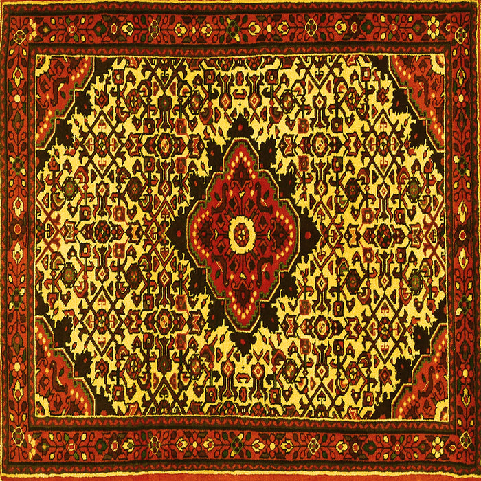 Square Machine Washable Persian Yellow Traditional Rug, wshtr2338yw