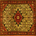 Square Machine Washable Persian Yellow Traditional Rug, wshtr2338yw