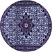 Round Machine Washable Persian Blue Traditional Rug, wshtr2338blu