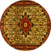 Round Machine Washable Persian Yellow Traditional Rug, wshtr2338yw