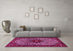 Machine Washable Persian Pink Traditional Rug in a Living Room, wshtr2338pnk