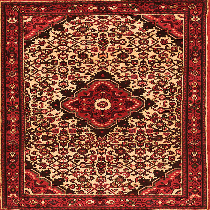 Round Machine Washable Persian Orange Traditional Area Rugs, wshtr2338org