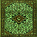 Round Machine Washable Persian Green Traditional Area Rugs, wshtr2338grn