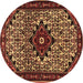 Round Machine Washable Persian Brown Traditional Rug, wshtr2338brn