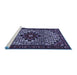 Sideview of Machine Washable Persian Blue Traditional Rug, wshtr2338blu