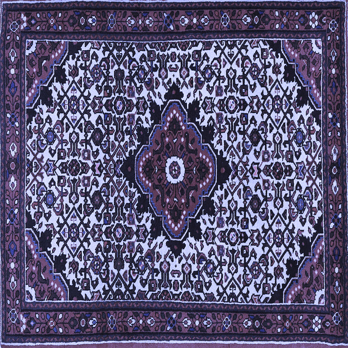 Square Machine Washable Persian Blue Traditional Rug, wshtr2338blu