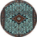 Round Machine Washable Persian Light Blue Traditional Rug, wshtr2338lblu