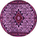 Round Machine Washable Persian Purple Traditional Area Rugs, wshtr2338pur