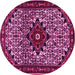 Round Machine Washable Persian Pink Traditional Rug, wshtr2338pnk