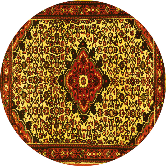 Round Persian Yellow Traditional Rug, tr2338yw