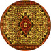 Round Persian Yellow Traditional Rug, tr2338yw