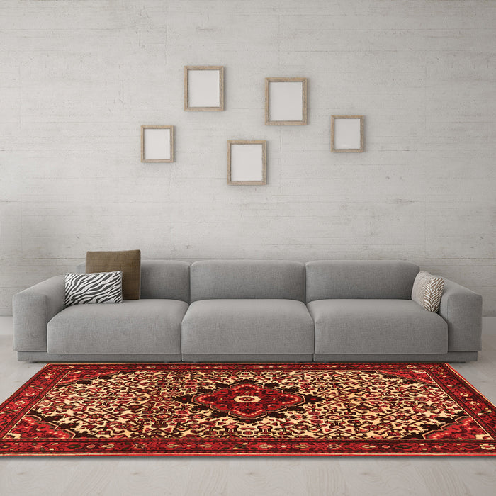 Machine Washable Persian Orange Traditional Area Rugs in a Living Room, wshtr2338org