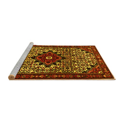 Sideview of Machine Washable Persian Yellow Traditional Rug, wshtr2338yw