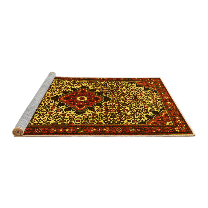 Sideview of Machine Washable Persian Yellow Traditional Rug, wshtr2338yw