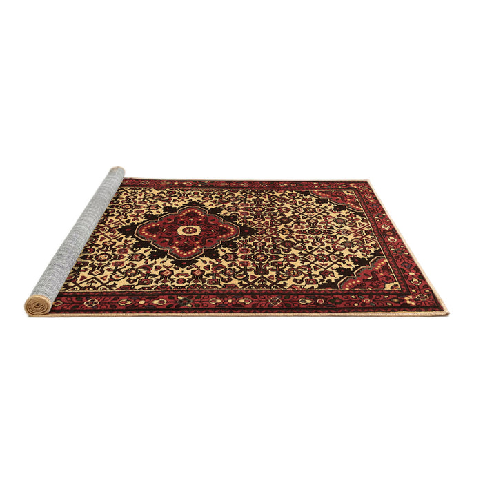 Sideview of Machine Washable Persian Brown Traditional Rug, wshtr2338brn