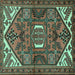 Square Persian Turquoise Traditional Rug, tr2339turq