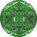 Round Persian Emerald Green Traditional Rug, tr2339emgrn