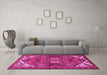 Machine Washable Persian Pink Traditional Rug in a Living Room, wshtr2339pnk