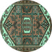 Round Persian Turquoise Traditional Rug, tr2339turq