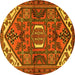 Round Persian Yellow Traditional Rug, tr2339yw