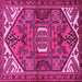 Square Machine Washable Persian Pink Traditional Rug, wshtr2339pnk