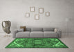 Machine Washable Persian Emerald Green Traditional Area Rugs in a Living Room,, wshtr2339emgrn