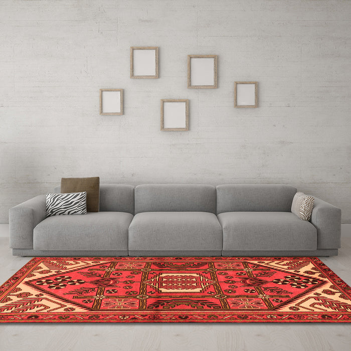 Machine Washable Persian Orange Traditional Area Rugs in a Living Room, wshtr2339org