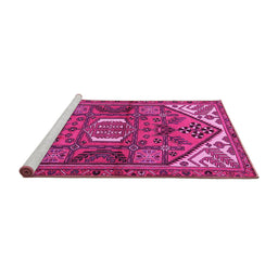 Sideview of Machine Washable Persian Pink Traditional Rug, wshtr2339pnk
