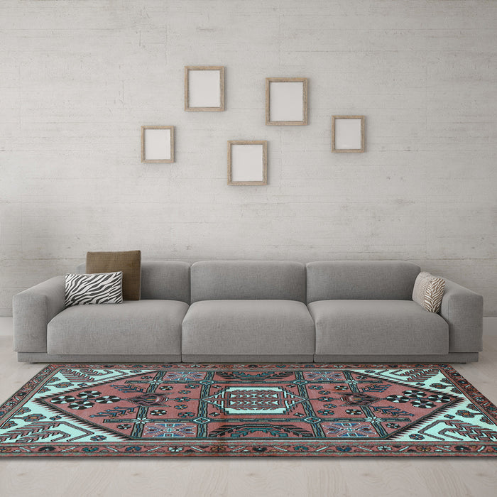 Machine Washable Persian Light Blue Traditional Rug in a Living Room, wshtr2339lblu